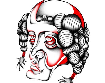 Old School Tattoo Flash – Bold Line Traditional Face Design – Digital Download