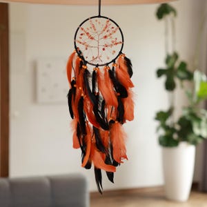 Red and black dreamcatcher, Gothic dreamcatcher decor, Black feather dreamcatcher, Red crystal dreamcatcher, Native style dreamcatcher