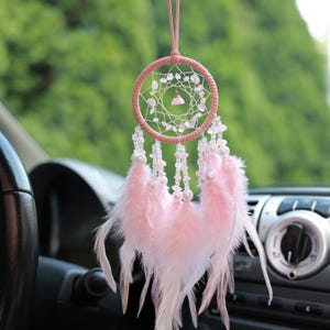 Pink car dreamcatcher, Rearview mirror dreamcatcher, Car protection talisman, Car hanging accessories, Small dreamcatcher for car