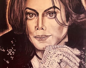 Impresión de retrato al carboncillo: Michael Jackson, 9x12”