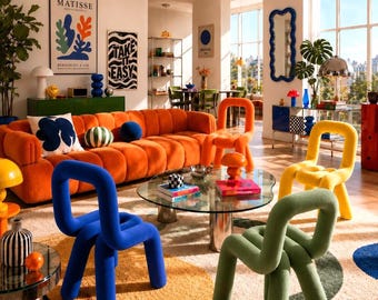 Designer Stuhl für Dopamine Decor und moderne bunte Interieurs