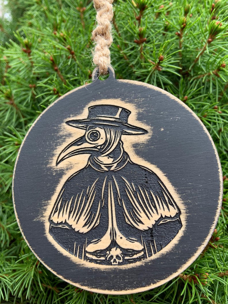 Black Laser Engraved Plague Doctor Ornament - Etsy