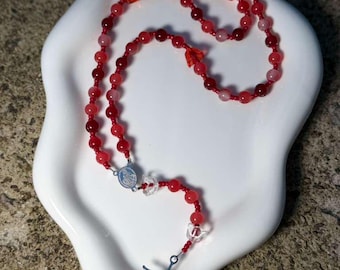 Handmade Red Rosary with Red Roses