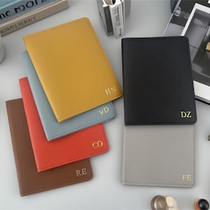 Personalized Leather Passport Holder, Engraved Initials Vegan Leather Passport Cover, Custom Luggage Tag&Passport Case, Passport Wallet