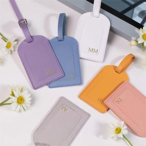 Personalized Vegan Leather Luggage Tag, Engraved Monogram Luggage Tag, Custom Luggage Tag, Suitcase Tag, Wedding Party Favors, Travel Gifts
