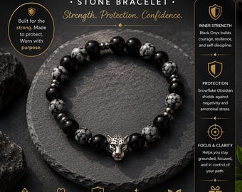 Shadow Strength Black Onyx Snowflake Obsidian Bracelet: Strength, Protection, Confidence