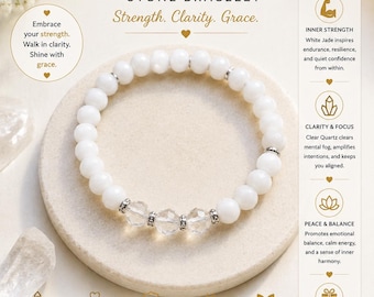 Pure Strength White Jade Stone Bracelet: Clarity, Grace, Inner Harmony