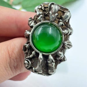 Rustikaler Silber Edelstein Ring, verstellbarer Ring, Vintage Handgemachter Ring, Schmuck Geschenk, Knöchel Daumen Ring Inspirational Ring SX008