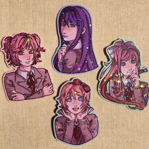 Doki Doki Literature Club Sparkle Holo Laminate Die Cut Stickers - 3.5&quot; | DDLC