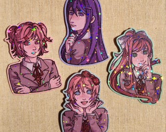 Doki Doki Literature Club Sparkle Holo Laminate Die Cut Stickers - 3.5" | DDLC