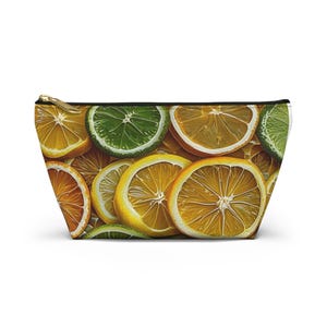 Citrus Slice Accessory Pouch, Zipper Bag, Makeup Organizer, Travel Cosmetic Case, Fruity Gift, Lemon Lime Pouch