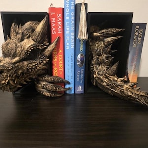 Dragon Emerging- Book Nook, Book End, Unique and Detailed Dragon and Tail