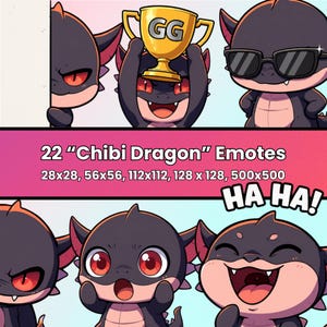 Chibi Dragon Emotes: Kawaii Twitch & Discord Streamer Graphics (Digital Download)