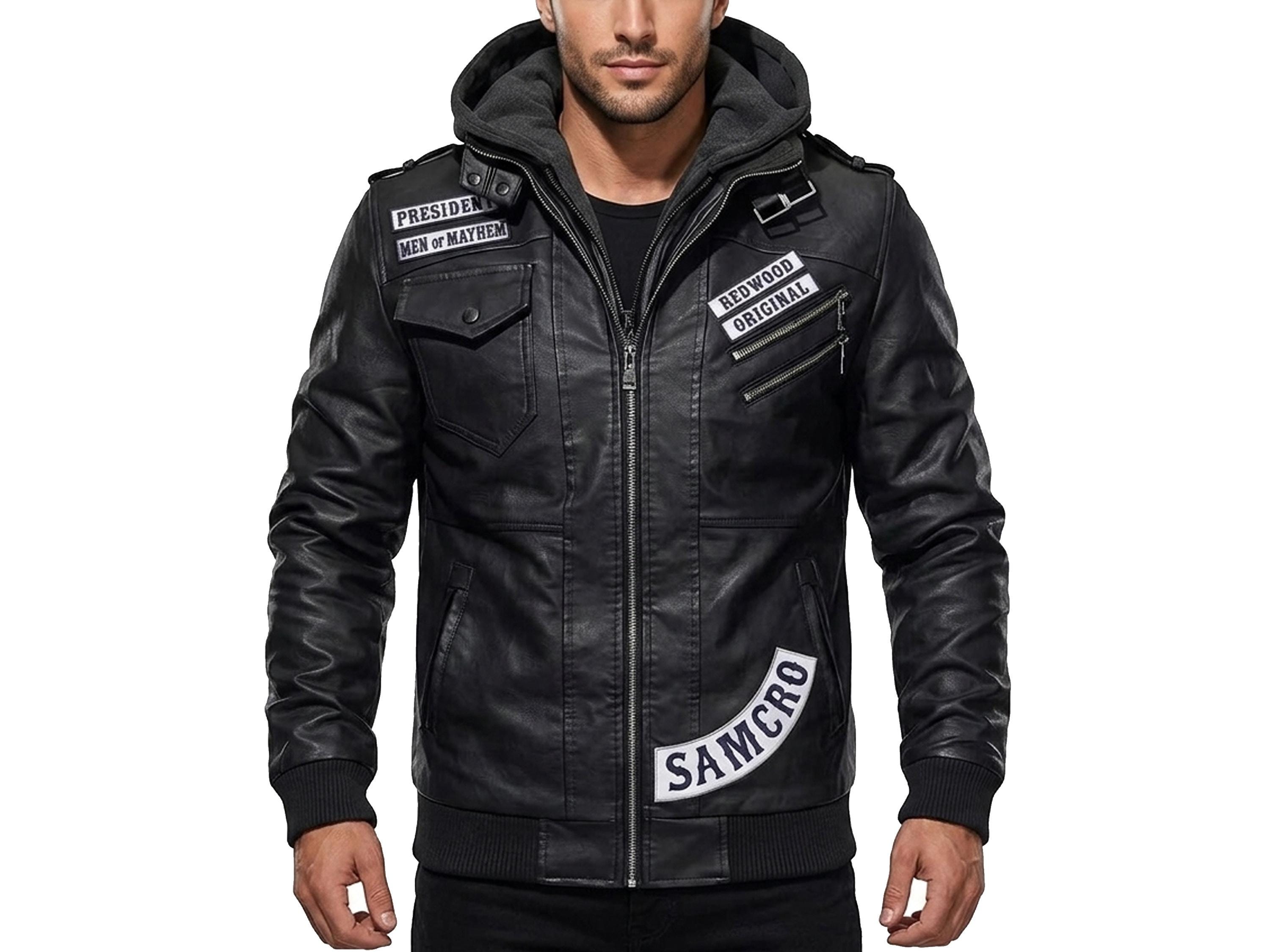 Sons of Anarchy Leather Jacket | SOA Motorcycle Biker Bomber Coat
