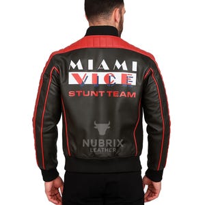 Miami Vice Stunt Team Leather Jacket - Ryan Gosling Fall Guy leather bomber Jacket