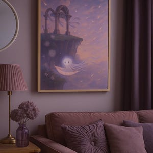 Whispa: Air Spirit Art Print | Pastel Fantasy Wall Decor | Whimsical Sky Spirit Illustration | Dreamy Ghibli-Inspired Artwork