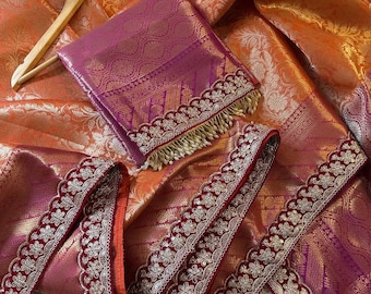 Banarasi Soft Silk Saree | Heavy Zari Weaving, Lace Border