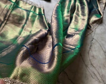 Traditional Banarasi Tissue Silk Saree with Intricate Lace Work