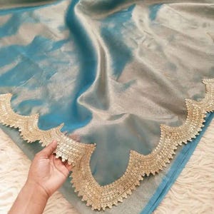 Banarasi Tissue Silk Saree: Golden Embroidery, Party Wear