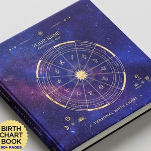 Birth Chart Astrology Reading, Personalized Natal Chart, Custom Birth Chart Analysis, Sun Sign Natal Gift, Hardcover Zodiac Book, 90+ Pages!