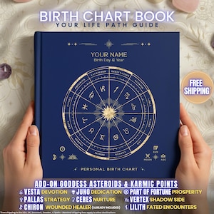 Personalized Birth Chart Book with Celestial Art, Custom Astrology Reading, Natal Chart Report, Horoscope Gift Astro Book 95+ Page Hardcover