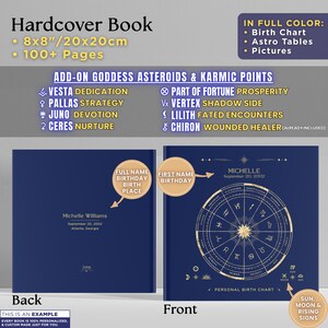 Personalized Birth Chart Book with Celestial Art, Custom Astrology Reading, Natal Chart Report, Horoscope Gift Astro Book 95+ Page Hardcover