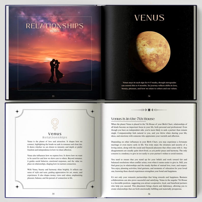 Personalized Birth Chart Book with Celestial Art, Custom Astrology Reading, Natal Chart Report, Horoscope Gift Astro Book 95+ Page Hardcover image 10