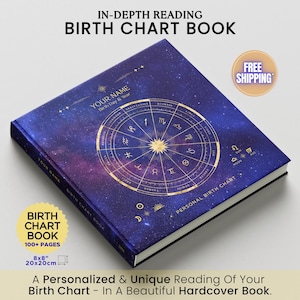 Birth Chart Astrology Reading, Personalized Natal Chart, Custom Birth Chart Analysis, Sun Sign Natal Gift, Hardcover Zodiac Book, 100+ Pages