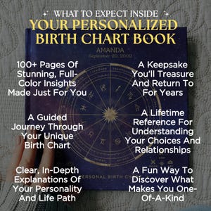 Birth Chart Astrology Reading, Personalized Natal Chart, Custom Birth Chart Analysis, Sun Sign Natal Gift, Hardcover Zodiac Book, 95+ Pages!