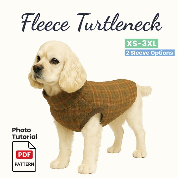 Dog Fleece Turtleneck Sewing Pattern | Cozy Pet Sweater PDF | DIY Dog Clothes (XS–3XL)