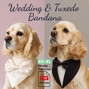 Patrón de costura para pañuelo de boda tipo esmoquin para perro / Disfraz formal de pajarita para mascota (Patrón en PDF)
