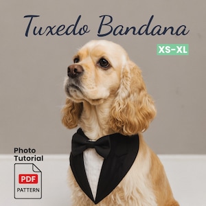 Dog Tuxedo Bandana Sewing Pattern | Bow Tie Collar | Wedding Pet Outfit PDF (XS–XL)