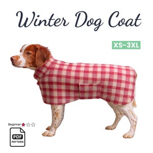 犬用コートの縫製パターン：冬用ペットジャケット、XS-3XL（PDFパターン）、フリース裏地