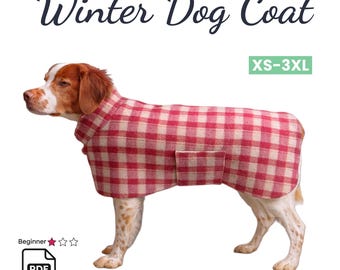 Dog Coat Sewing Pattern: Winter Pet Jacket, XS-3XL (PDF Pattern), Fleece Lining