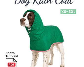 Dog Raincoat Sewing Pattern PDF | Snood Pet Coat, Harness Opening, Adjustable Fit, XS-3XL