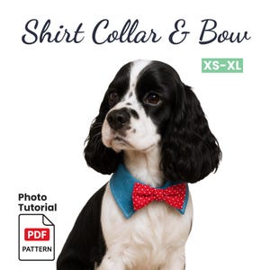 Dog Shirt Collar Sewing Pattern PDF | Bow Design, Velcro Closure, XS–XL, Beginner Friendly