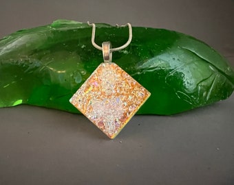 Colorful Frit on Orange Round  Pendant