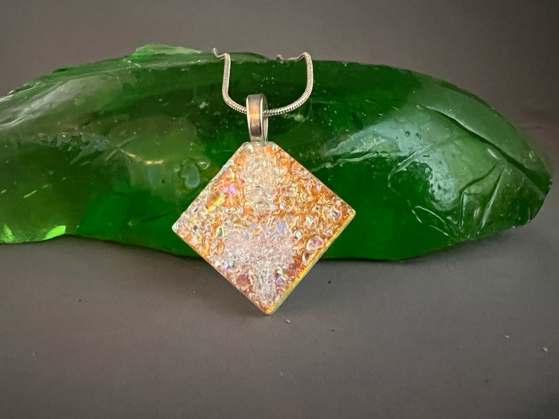 Colorful Frit on Orange Round Pendant image 1