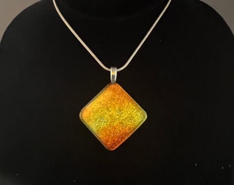 Aurora Borealis orange and gold Dichroic Pendant