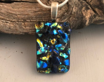 Colorful Frit on Black Pendant