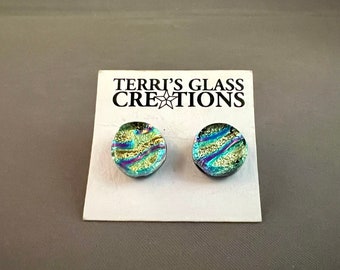 Sparkly Gold, Blue and Purple Stream Studs