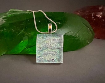 Mystical Silver Greenish Ice Dichroic Pendant