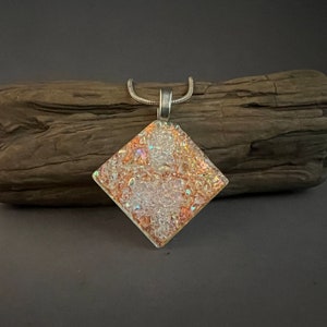 Colorful Frit on Orange Round Pendant image 4