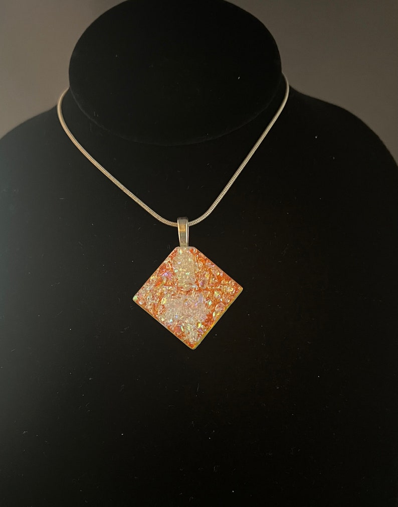 Colorful Frit on Orange Round Pendant image 2