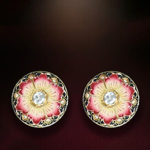 925 Sterling Silver Pink Enamel Floral Stud Earrings | Handcrafted Flower Earrings | Elegant Everyday Jewelry