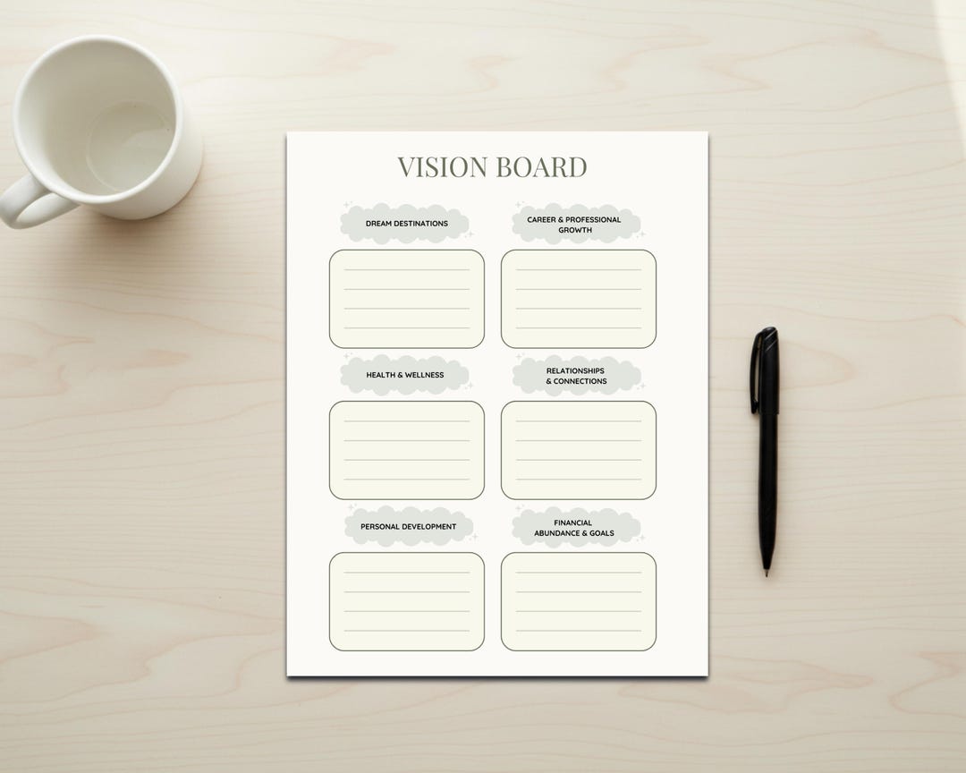Vision Board Printable | Goal Setting Worksheet (A4 A5 US Letter PDF ...