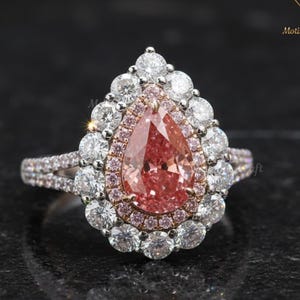 ハートカットの天然ラボグロウンルビー婚約指輪、2カラットのハート型