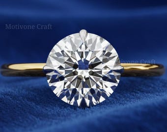 Lab Grown Diamond Solitaire Ring, 14K Gold Engagement Ring