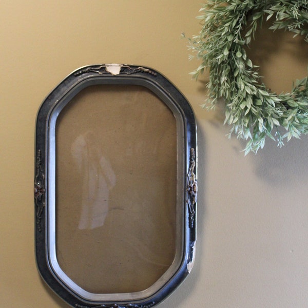 Antique Frame with Convex Glass Ornate Frame Vintage Frame with Glass