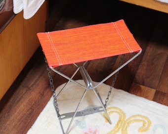 Vintage Camp Chair Pop Up Chair Folding Chair Glamping Tenting Orange Camp Chair Camp Stool Vintage fire chair